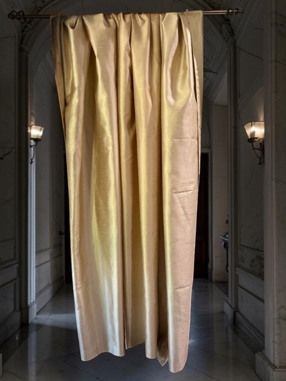 RODEO HOME Gold Faux Silk Taffeta Curtain Panel 54”x90”